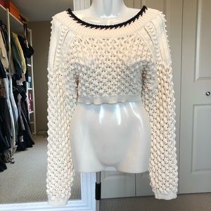 Cropped Sweater with Tie Back